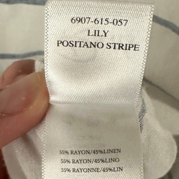 Rails Lily Positano Stripe Linen Tunic Top Size XS White Blue Stripes Flowy - Picture 10 of 11